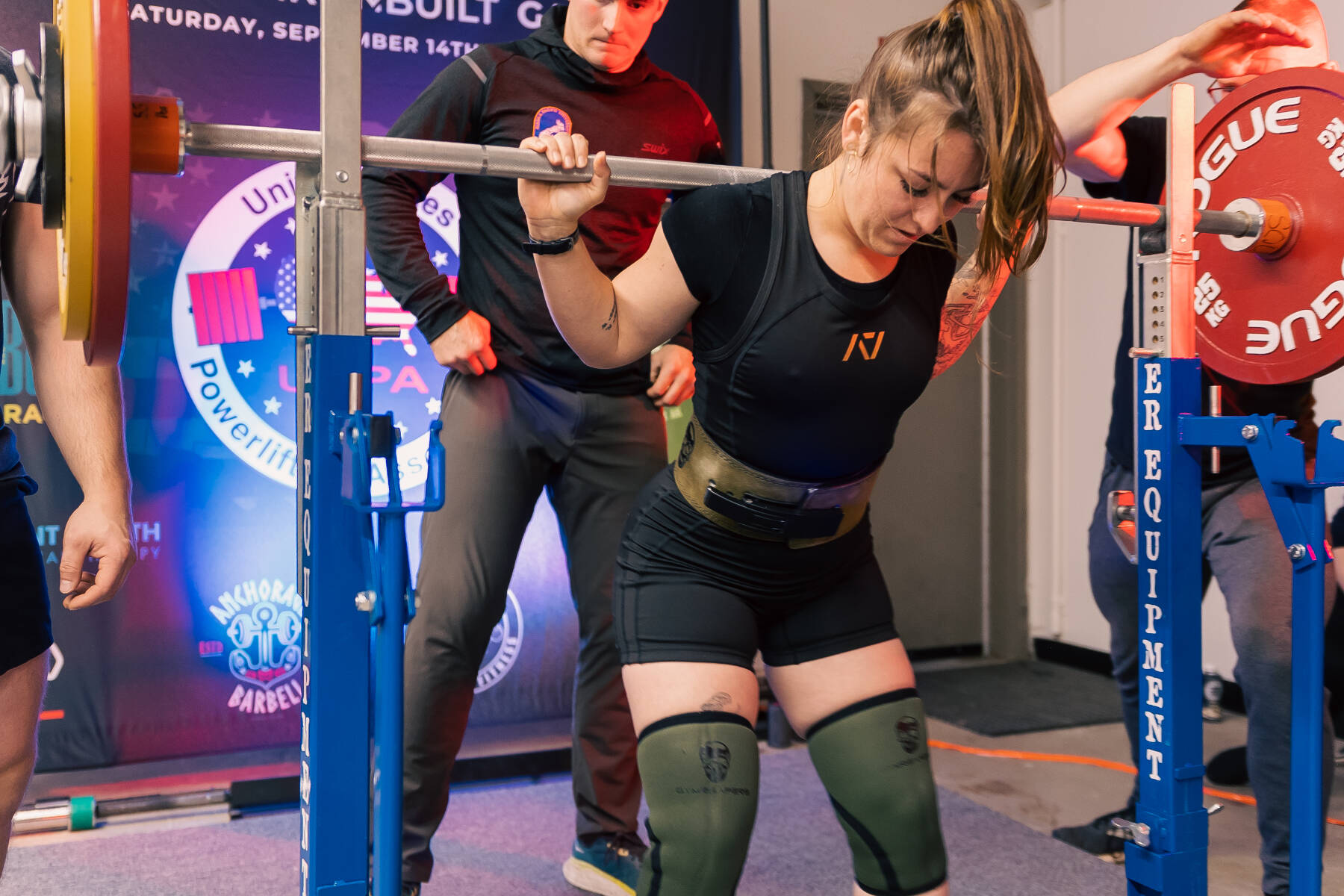 Homer Volunteer Fire Department Captain Chelsea Marsh participates in the Iron Built Games, a nationwide power lifting competition, on Saturday, Sept. 14, 2024, in Anchorage, Alaska. Photo provided by Chelsea Marsh