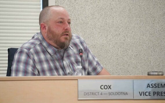 Assembly Vice President Tyson Cox speaks during a Kenai Peninsula Borough Assembly work session in Soldotna, Alaska, on Tuesday, Sept. 3, 2024. (Jake Dye/Peninsula Clarion)