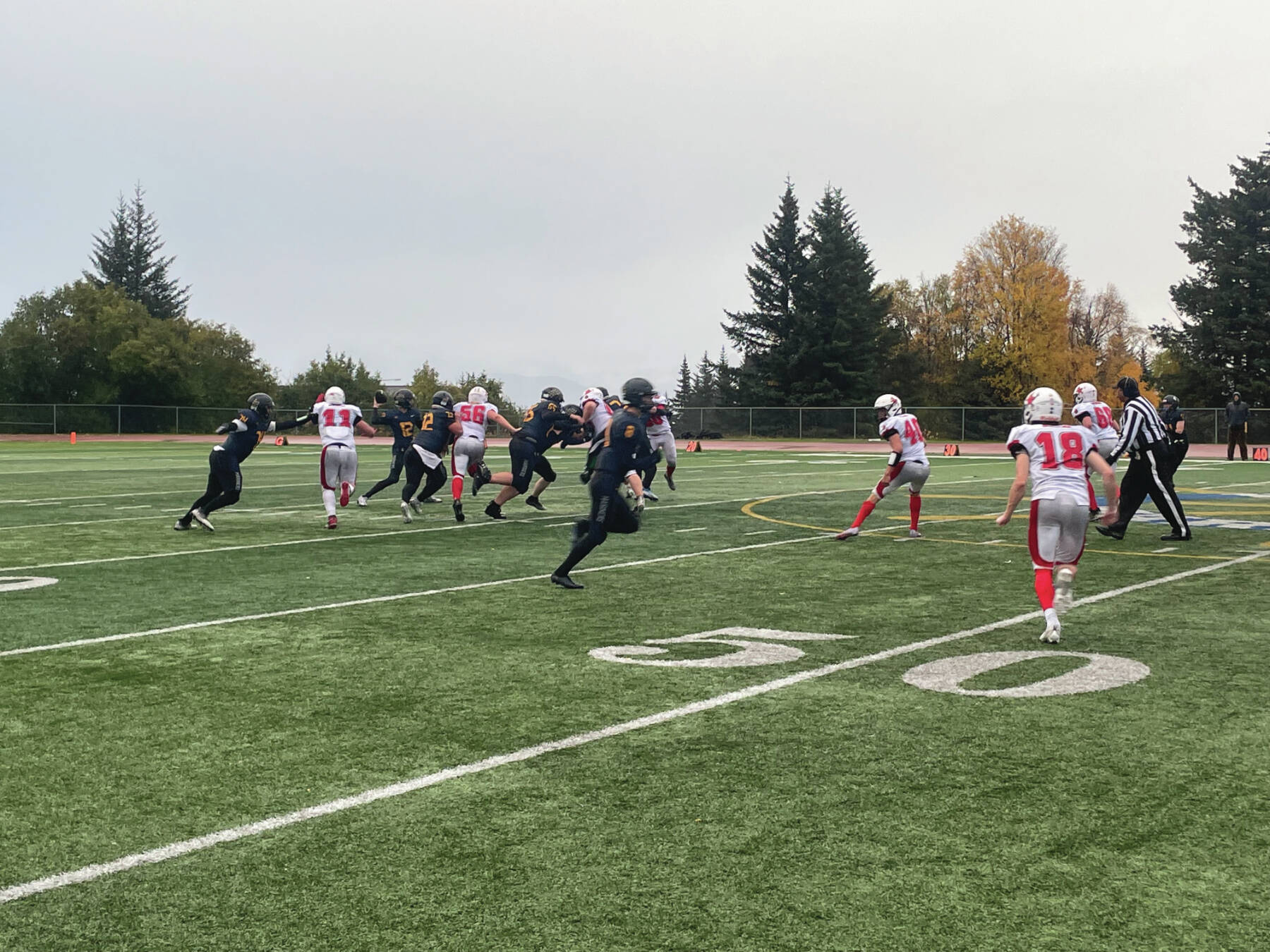 Homer high school football was defeated by Kenai Central on the Mariner Field last Friday, Oct. 4, 2024.   Emilie Springer/ Homer News