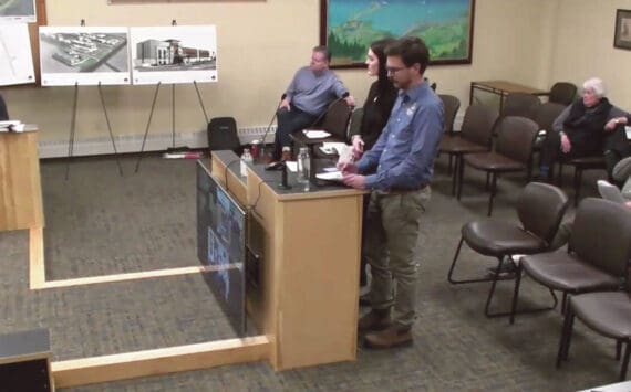 Representatives from the Doyon project team present information on their proposed project to the Homer Planning Commission during the special meeting on Wednesday, Jan. 3, 2024 in Homer, Alaska. Screenshot.