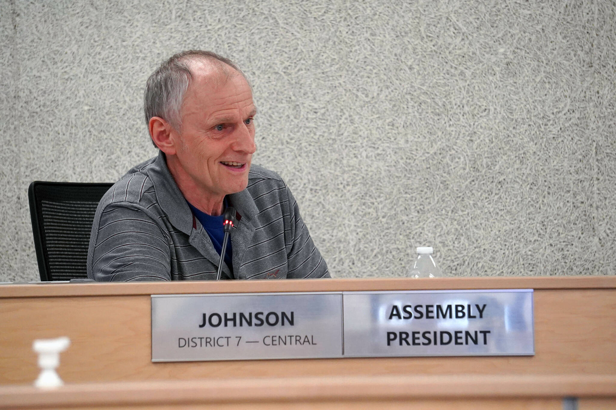 Assembly President Brent Johnson speaks during a meeting of the Kenai Peninsula Borough Assembly on Tuesday, June 4, 2024. (Jake Dye/Peninsula Clarion)