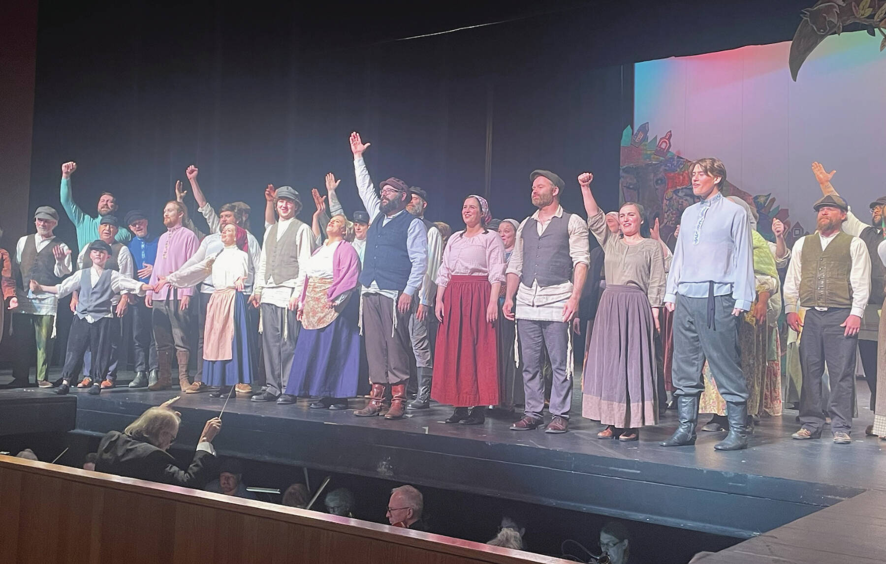 Emilie Springer/Homer News
Pier One Theatre’s “Fiddler on the Roof” cast perform their final bows at the Homer High School Mariner Theatre on Sunday, Oct. 13<ins>,</ins><ins> 2024,</ins> at the end of the first week of performances<ins> in Homer, </ins><ins>Alaska</ins>.