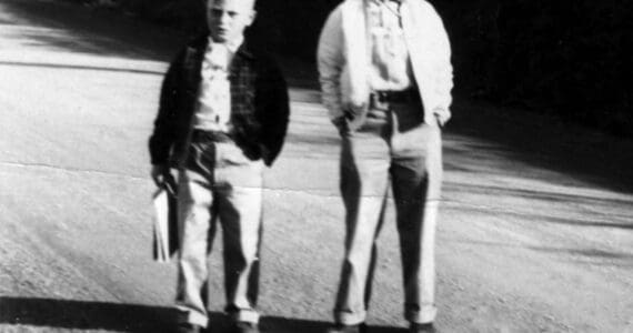 Photo courtesy of the Nutter Family Collection
In 1954, David Nutter (right) and his younger half-brother Frank Gwartney were ready for their first day of school in Sitka.