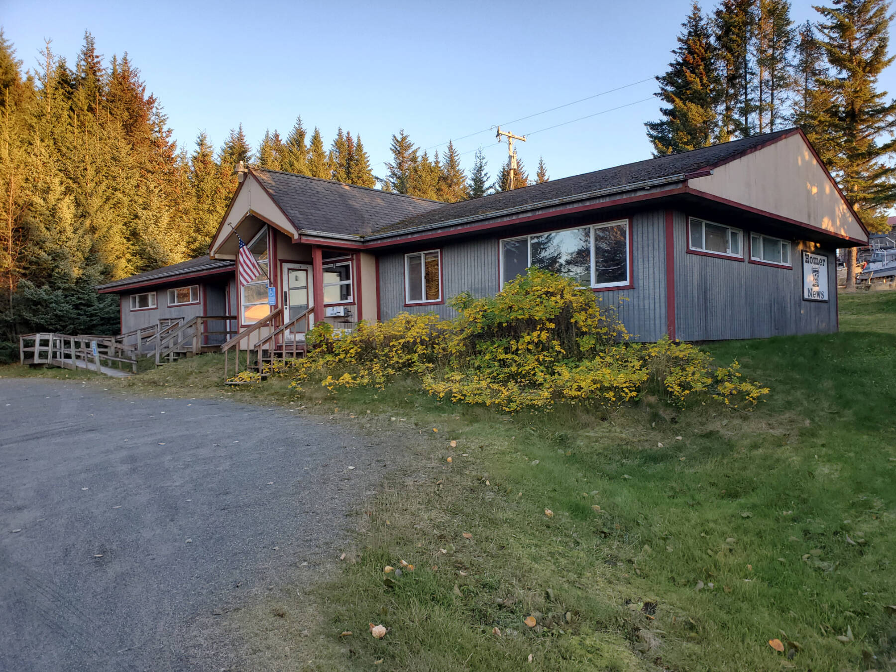 The former Homer News office building, located at 3482 Landings Street, is photographed on Thursday, Oct. 17, 2024, in Homer, Alaska. (Delcenia Cosman/Homer News)