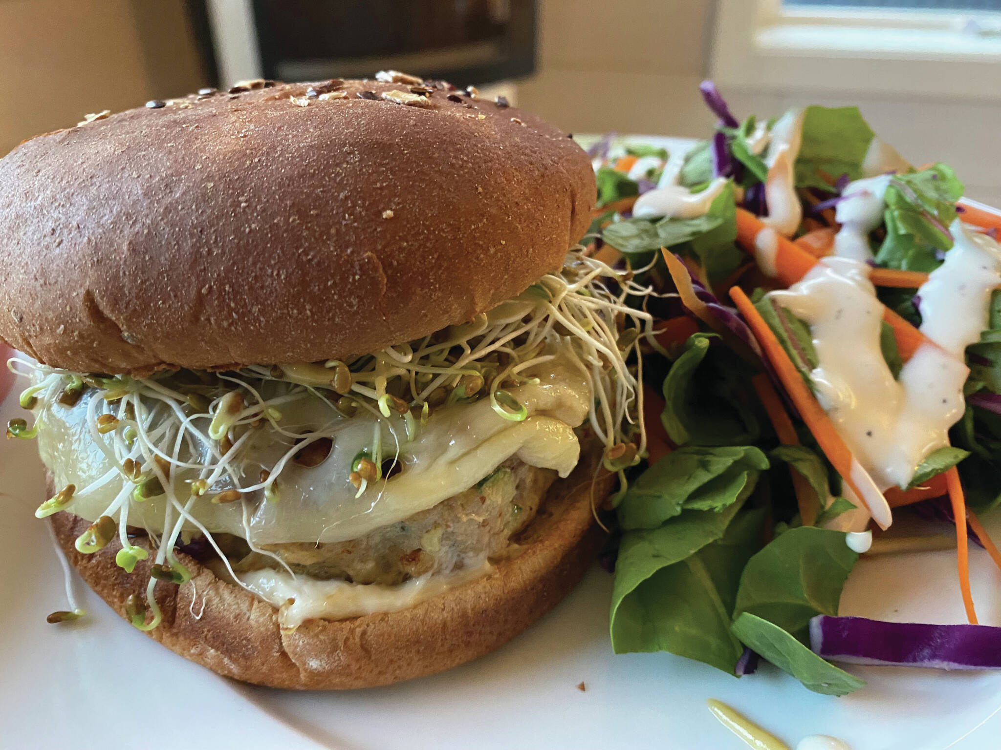 Photo by Tressa Dale/Peninsula Clarion
These lean turkey burgers are juicy and flavorful and go great with salad and soda.