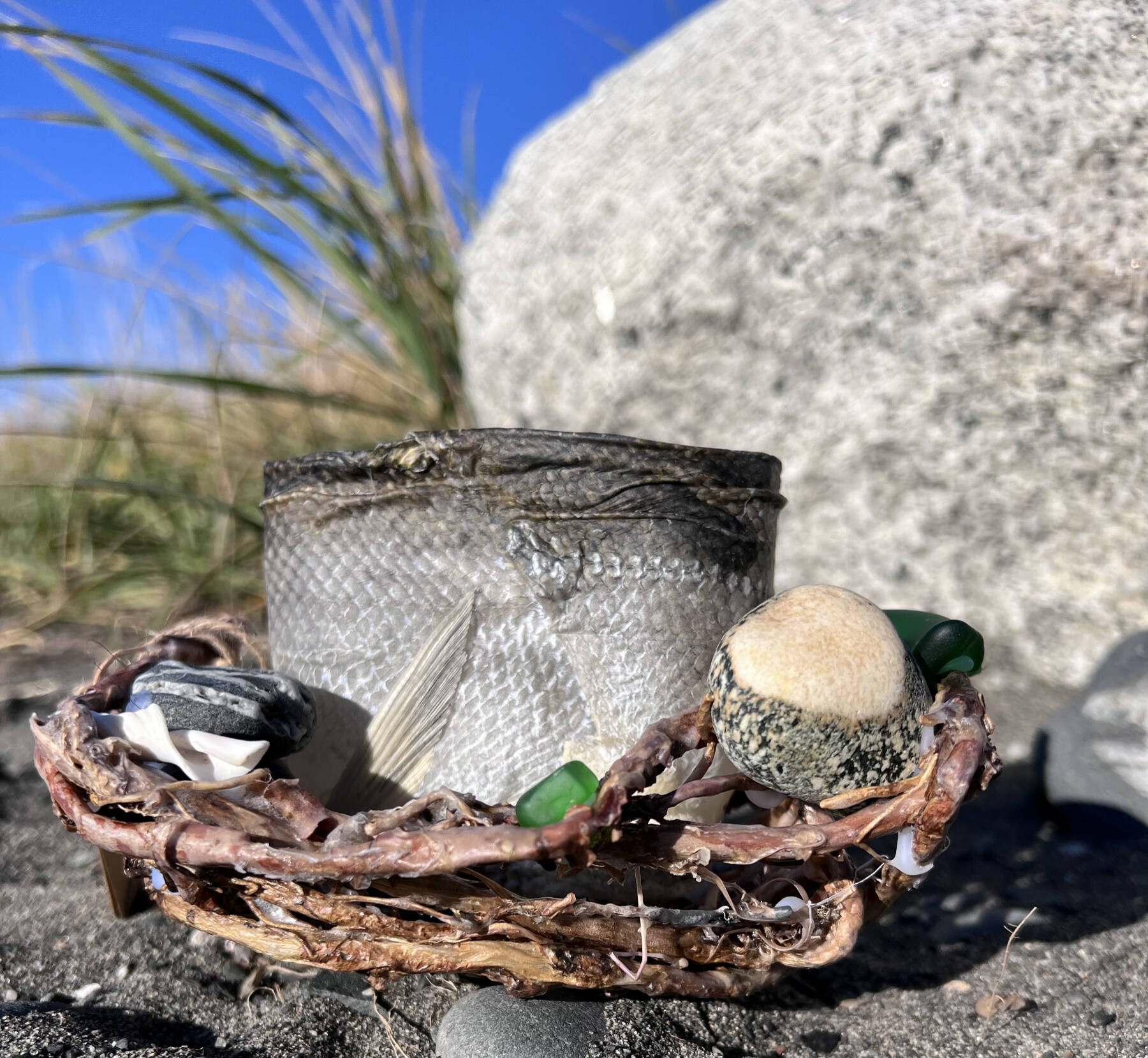 “Fish Beach Basket” is by Ptarmigan Arts’ newest member Michelle Anderson, who will be featured during November First Friday in Homer, Alaska. Photo provided by Ptarmigan Arts