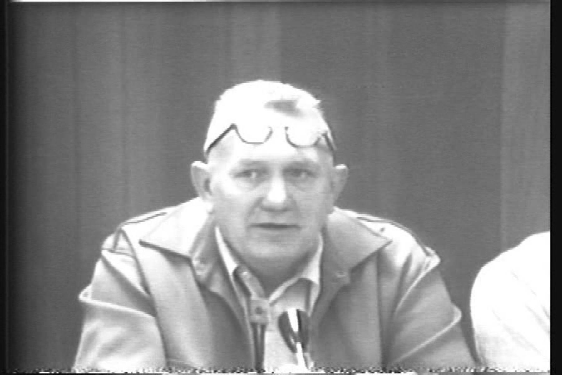 Former Kenai Peninsula Borough mayor Stan Thompson speaks at the first Kenai Peninsula history conference held at Kenai Central High School on Nov. 7-8, 1974<ins>,</ins><ins> in Kenai, </ins><ins>Alaska</ins>. Photo provided by Shana Loshbaugh