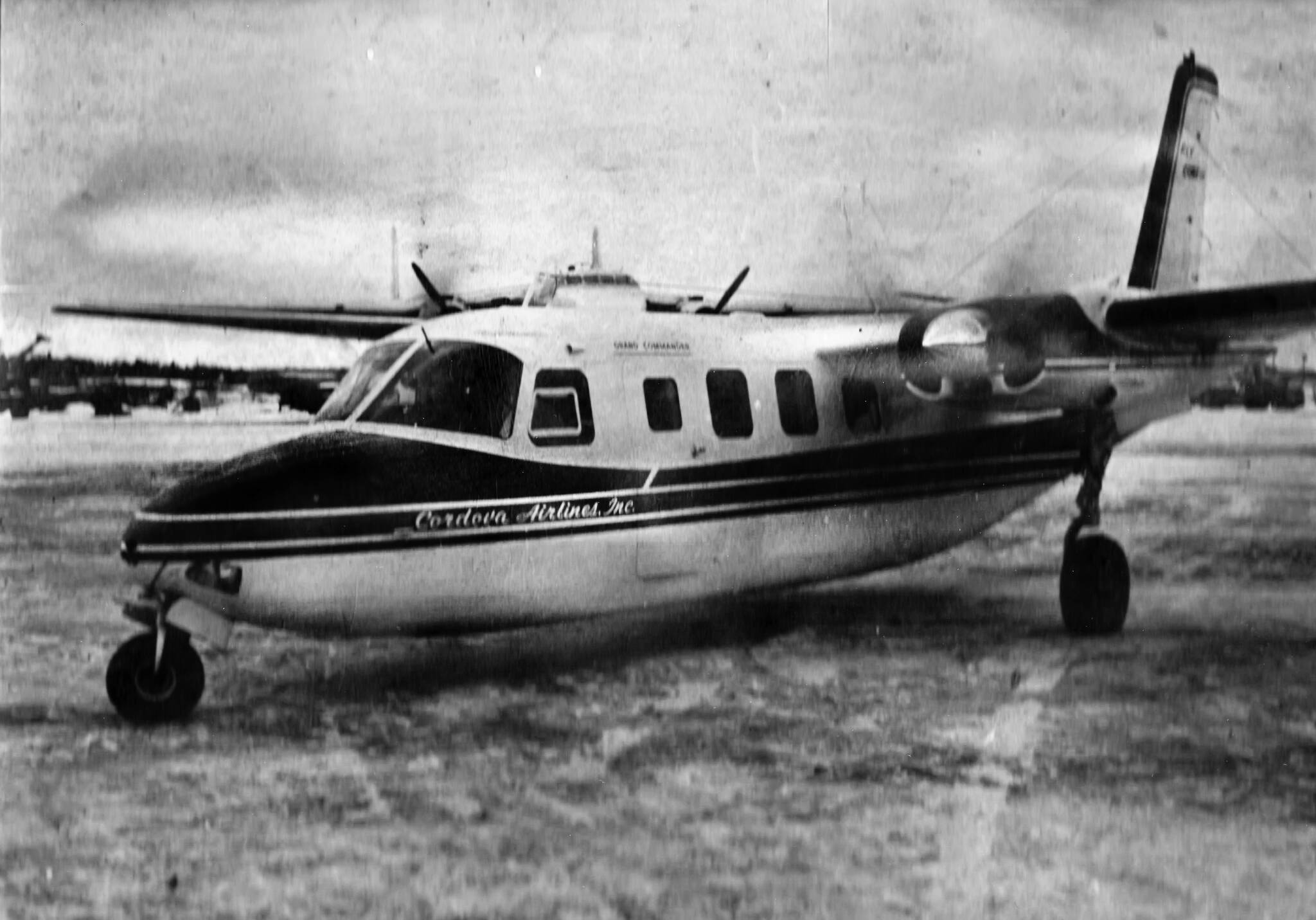 Photo courtesy of the Galliett Family Collection
This is the 42-foot Aero Grand Commander, owned by Cordova Airlines, that crashed into Tustumena Lake in 1965.