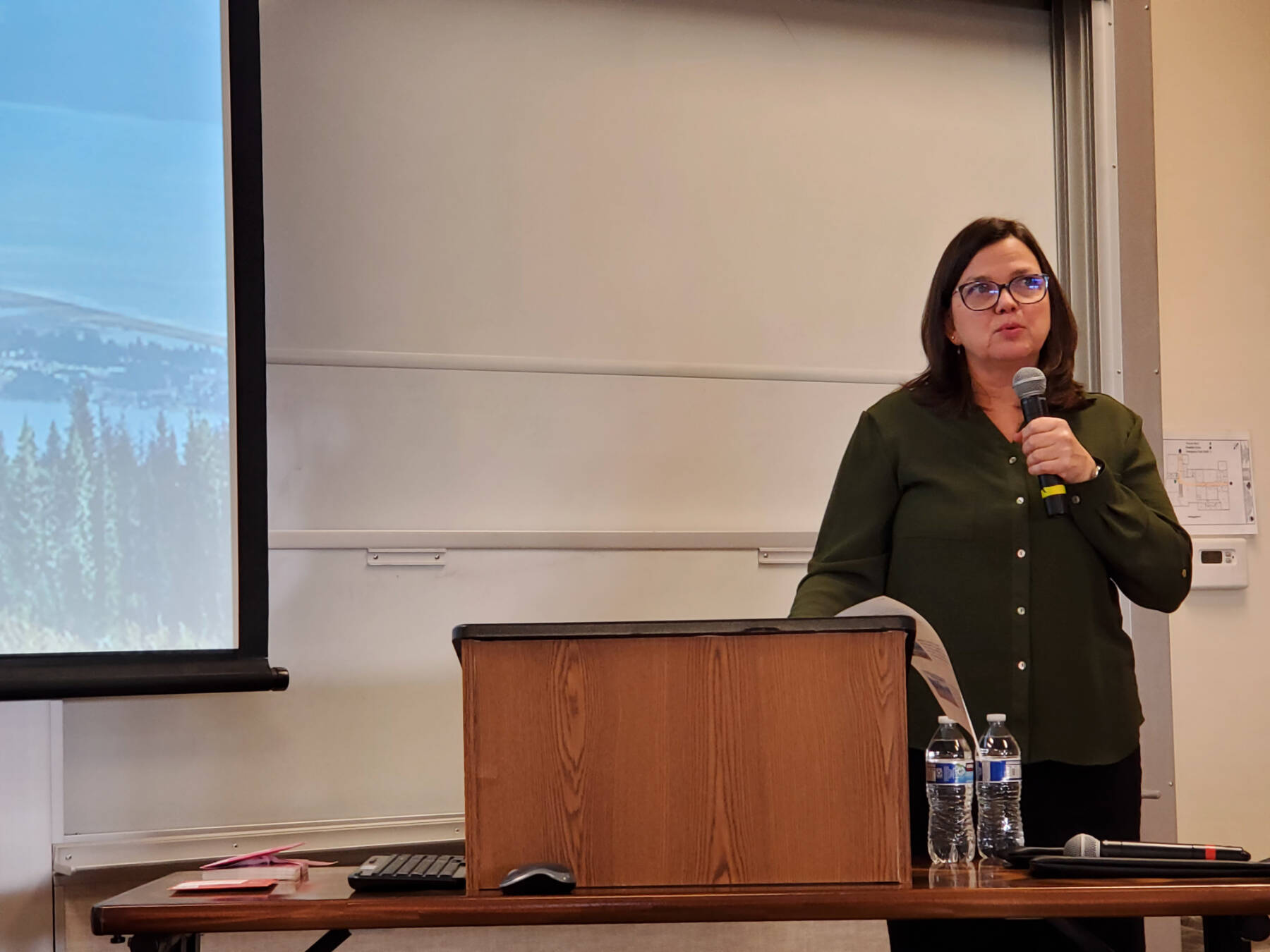 City manager Melissa Jacobsen gives the State of the City address on Tuesday, Nov. 12, 2024, in Homer, Alaska. (Delcenia Cosman/Homer News)