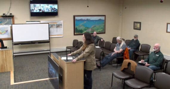 Rep. Sarah Vance, R-Homer, speaks to the Homer City Council on the Homer Spit disaster declaration during the regular meeting on Monday, Nov. 25, 2024, in the Homer City Hall Cowles Council Chambers in Homer, Alaska. Screenshot.