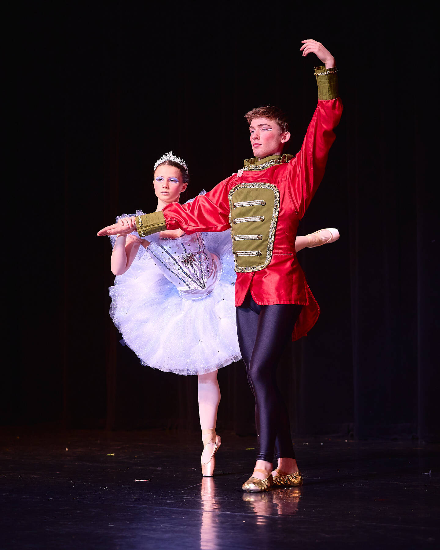 Natalia Sherwood and Lance Seneff rehearse for the 36th annual Nutcracker ballet on the Marine Theatre Stage at Homer High School in Homer, Alaska. Photo courtesy of Chris Kincaid