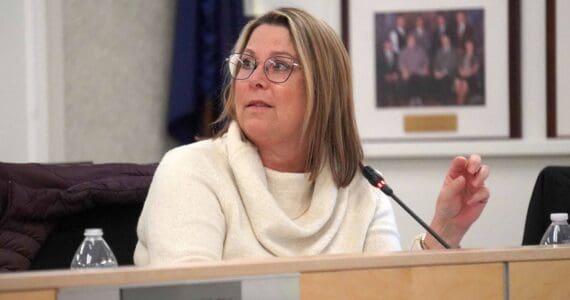 Kelley Cizek speaks during a meeting of the Kenai Peninsula Borough School District’s Board of Education in Soldotna, Alaska, on Monday, Dec. 2, 2024. (Jake Dye/Peninsula Clarion)