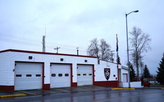 Seward Fire Department stands under cloudy skies in Seward, Alaska, on Thursday, Nov. 7, 2024. (Jake Dye/Peninsula Clarion)