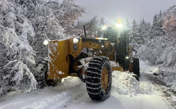 City of Homer Public Works employee Andrew Williamson plows city roads during the snow storm that occurred on Friday, Dec. 13, 2024, in Homer, Alaska. Photo courtesy of Mike Zelinski