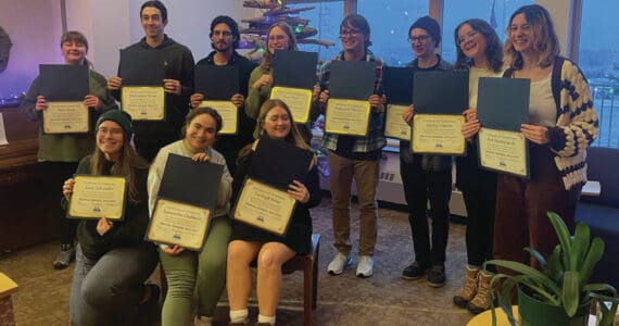 Emilie Springer/Homer News
Kachemak Bay Campus fall 2024 Semester by the Bay students receive their certificates of completion on Thursday, Dec. 12<ins>, 2024,</ins> in KBC’s Pioneer Hall<ins> in Homer, Alaska</ins>.