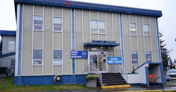 Seward City Hall is seen under cloudy skies in Seward, Alaska, on Thursday, Nov. 7, 2024. (Jake Dye/Peninsula Clarion)