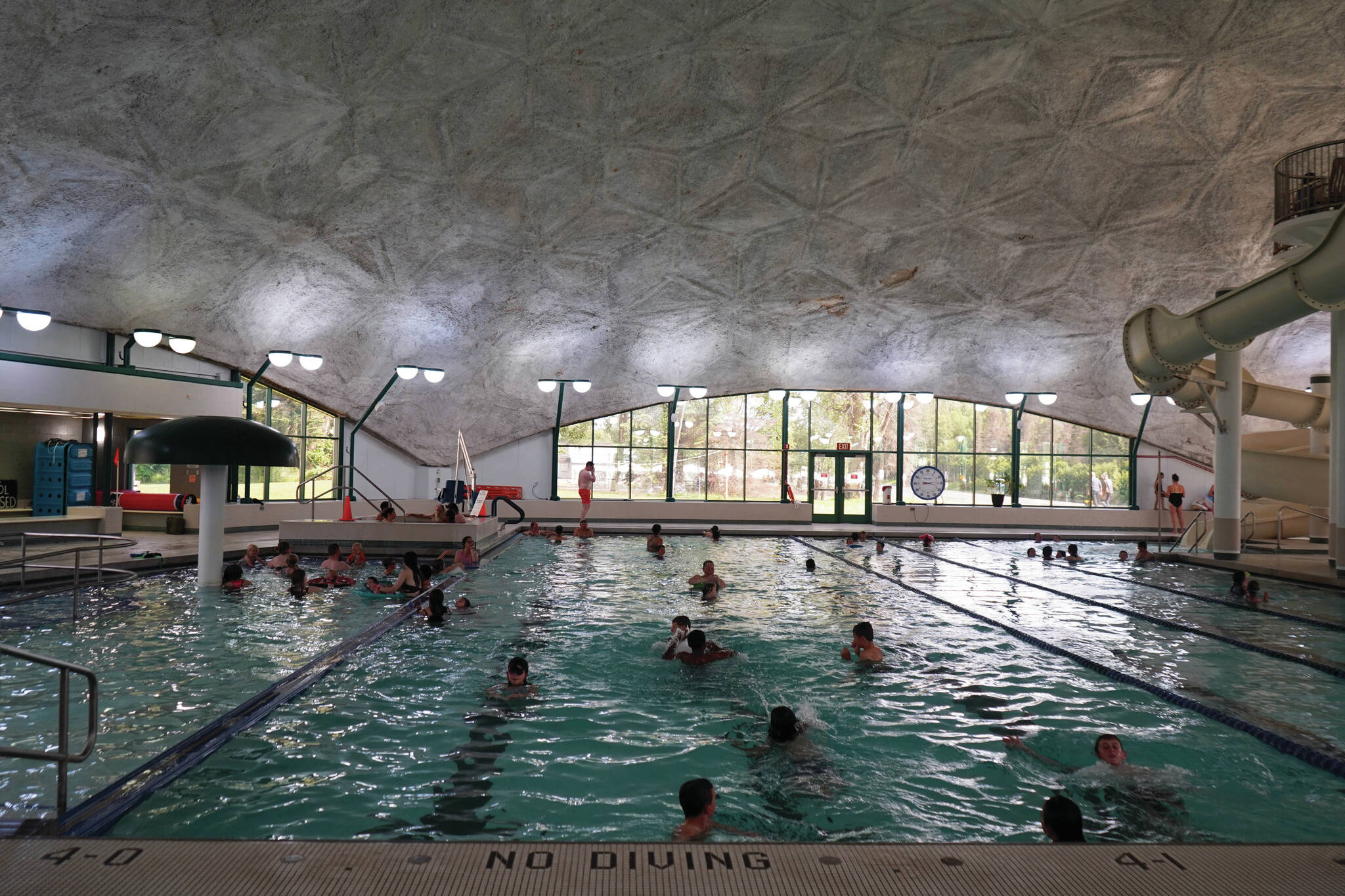 The Nikiski Pool is photographed at the North Peninsula Recreation Service Area in Nikiski, Alaska, on Saturday, Aug. 3, 2024. (Jake Dye/Peninsula Clarion file)