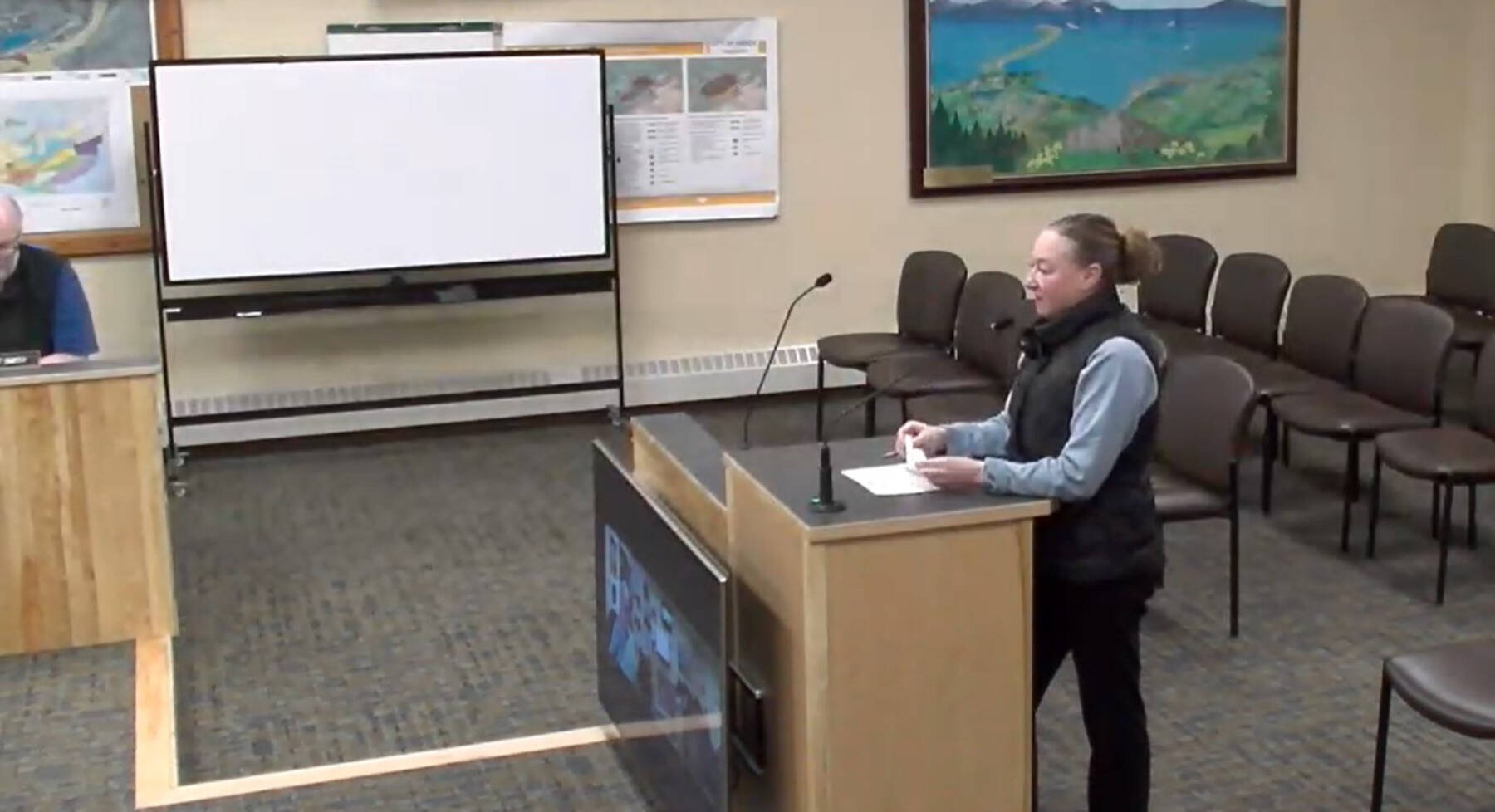 Breezy Berryman addresses the Homer Planning Commission during the public hearing portion of their regular meeting on Jan. 2, 2025, in the Homer City Hall Cowles Council Chambers in Homer, Alaska. Screenshot.