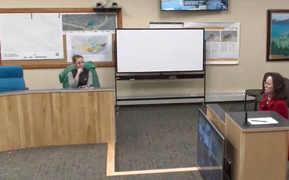 Rep. Sarah Vance, R-Homer, talks to the Homer City Council during a special meeting before the start of the new legislative session on Tuesday, Jan. 7, 2025, in the Homer City Hall Cowles Council Chambers in Homer, Alaska. Screenshot.