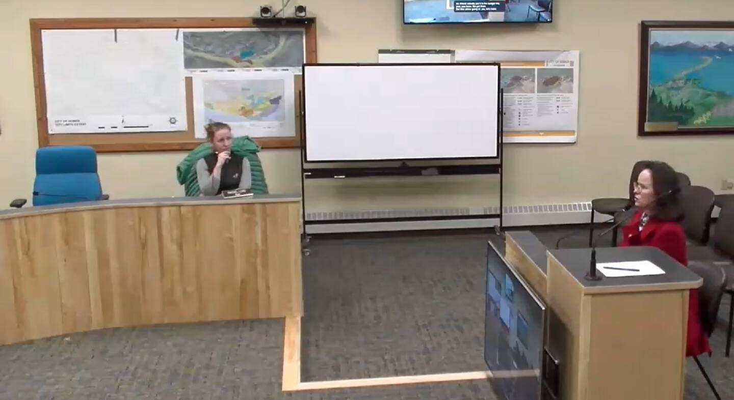 Rep. Sarah Vance, R-Homer, talks to the Homer City Council during a special meeting before the start of the new legislative session on Tuesday, Jan. 7, 2025, in the Homer City Hall Cowles Council Chambers in Homer, Alaska. Screenshot.